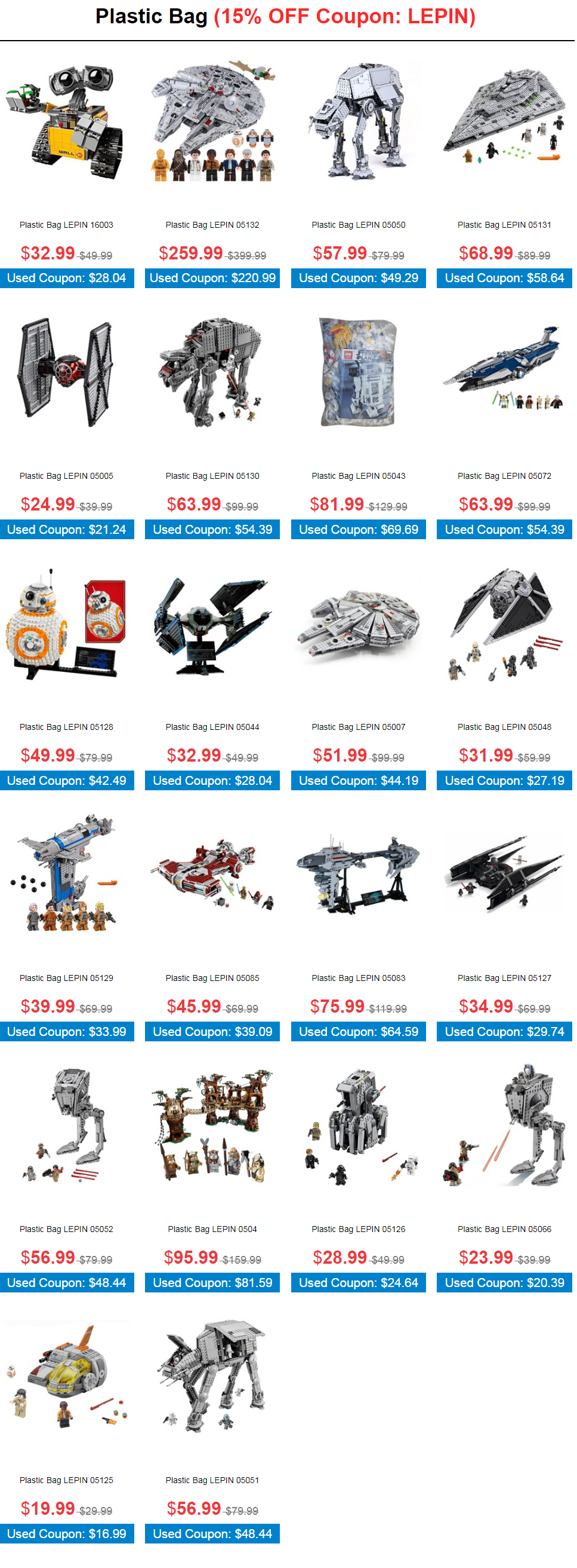 LEPIN Building Toys Up to 50%+Extra 15% off Coupon