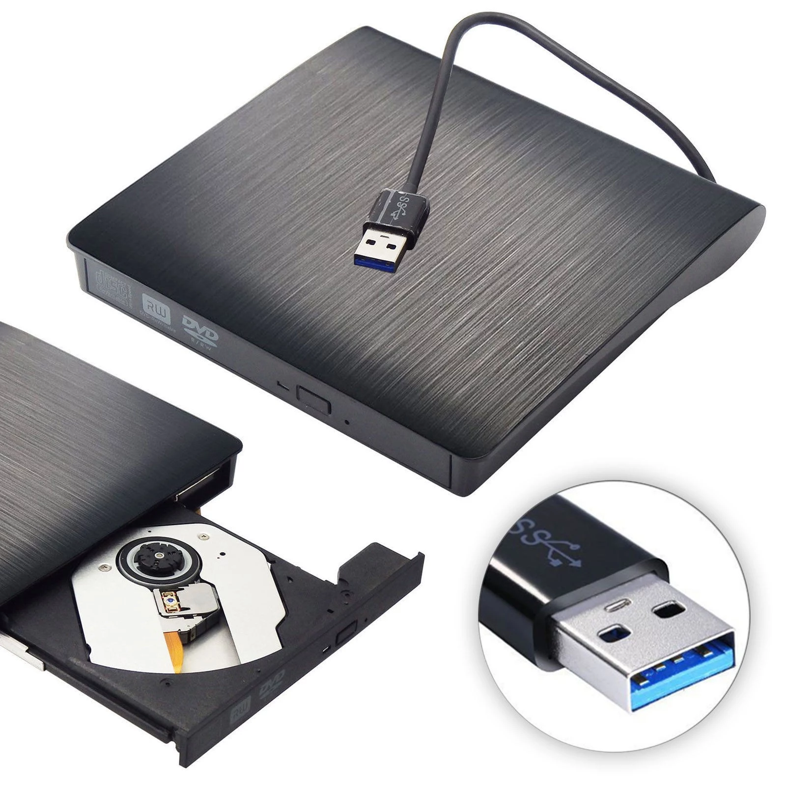 USB 3.0 Portable Ultra Slim External CD-RW DVD-RW